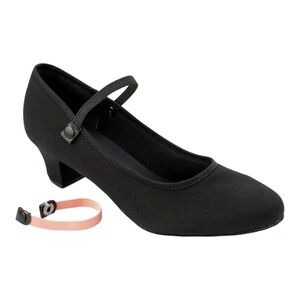 So Danca Ballroom Dance Shoes 1.5 Heel Latin Canvas Black Elastic Strap Size 8.5